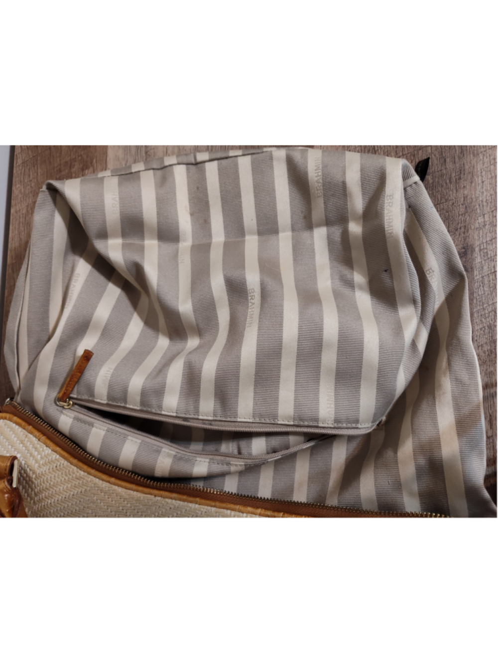 Women's Brahmin Shoulder Bag One Size Beige Brown Woven Leather - Picture 11 of 16